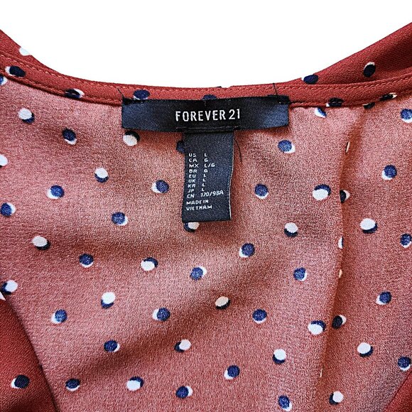 Forever 21 Wrap Around Dress - Rust w/ Black Spots - Large - Picture 4 of 6